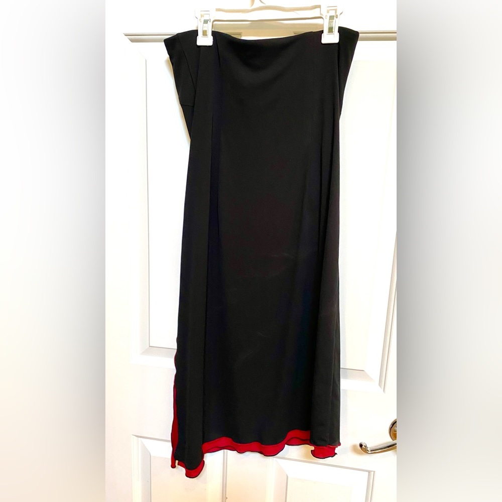 Express black and red strapless dress.